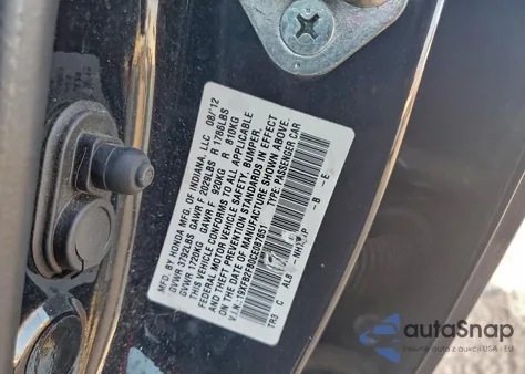 2012 Honda Civic Ex z USA, uszkodzony, nr VIN 19XFB2F80CE087651